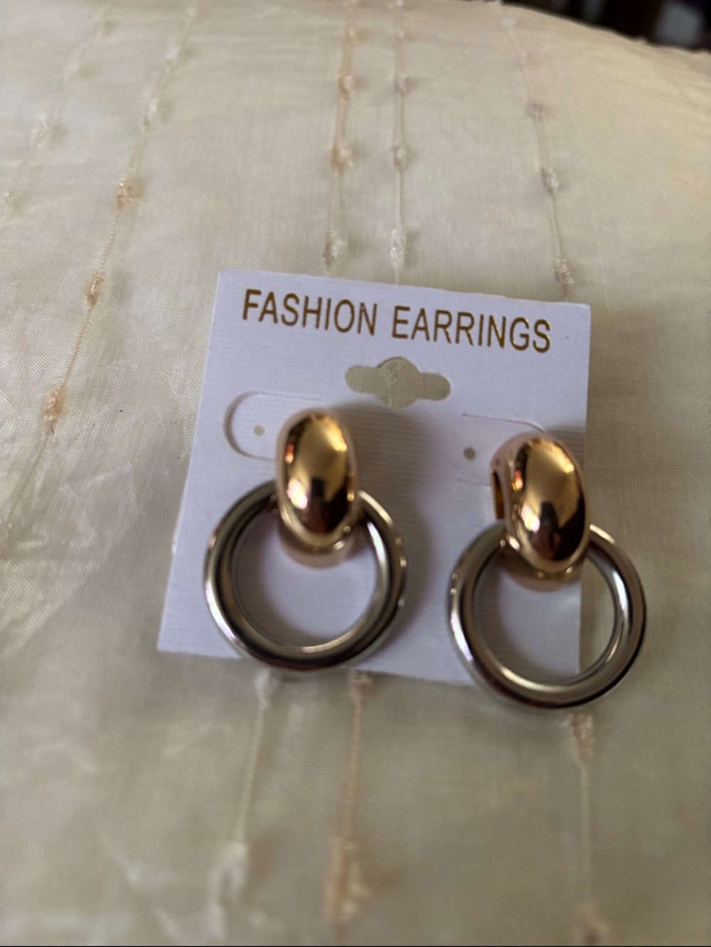 Gold and Silver Two-Tone Hoop Drop Earrings . Worn once.